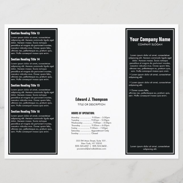 Black White Simple Border Brochure (Front)