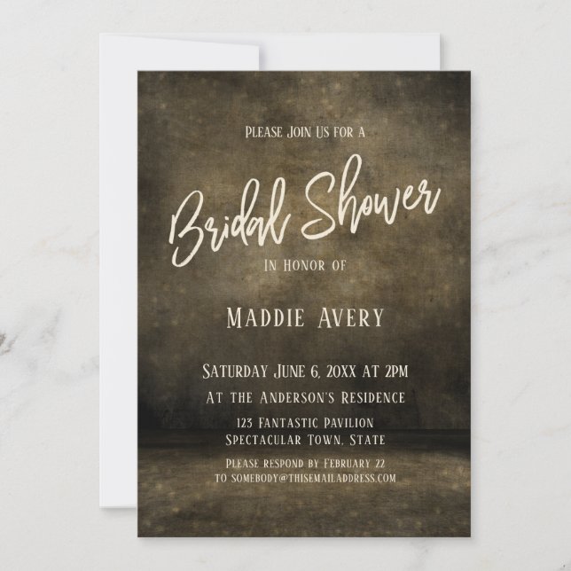 Black White Simple Bridal Shower Script Typography Invitation (Front)