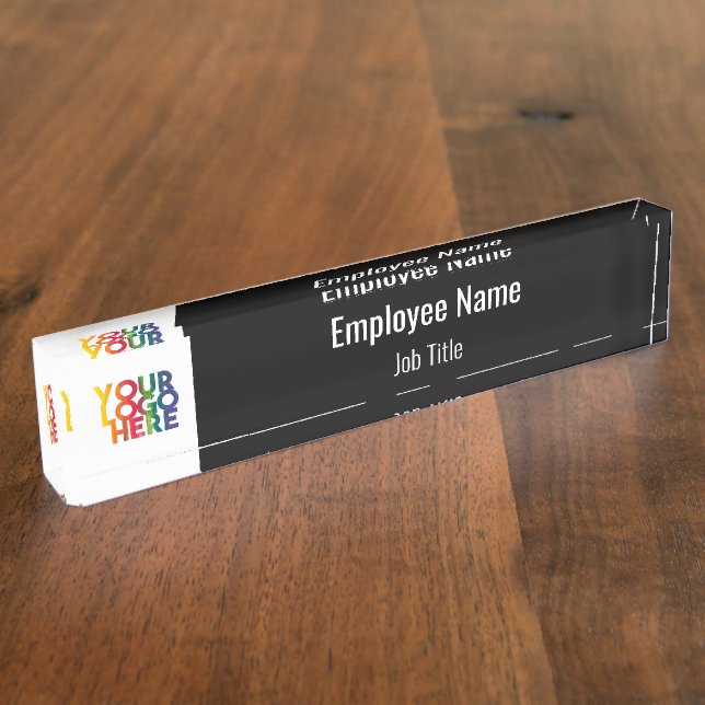Black White Simple Business Logo  Nameplate (Side)
