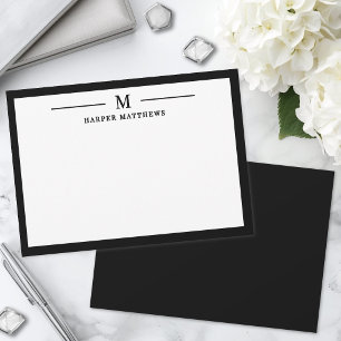 Black White Simple Classic Personalised Stationery Card