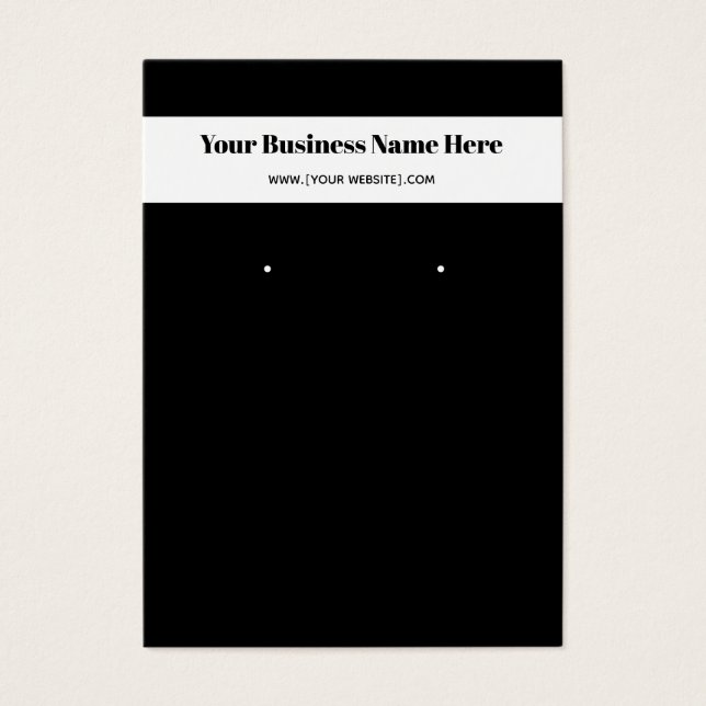 Black White Simple Custom Earring Display Card (Front)