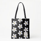 Black White Simple Daisy Gold Monogram