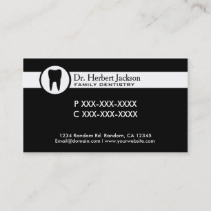 Black white simple dentist custom business cards