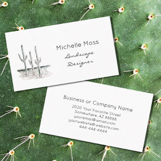 Black White Simple Desert Cactus  Business Card