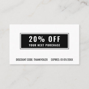 Black White Simple Elegant Business Loyalty Promo Discount Card