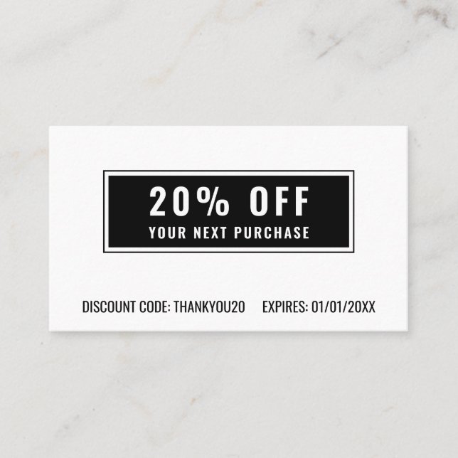 Black White Simple Elegant Business Loyalty Promo Discount Card (Front)