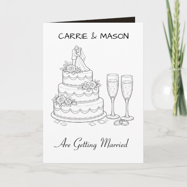 Black & White Simple Elegant Custom Wedding Invitation (Front)