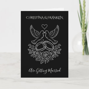 Black & White Simple Elegant Line Art Wedding Invitation