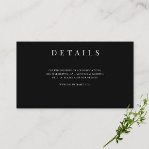 Black &White Simple Formal Wedding Details   Enclosure Card