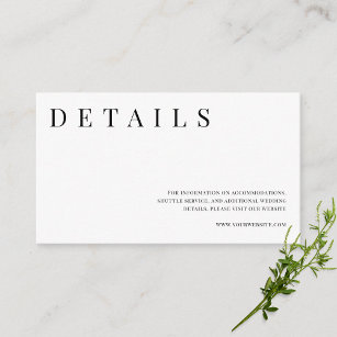Black & White Simple Formal Wedding Details  Enclosure Card