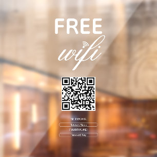 Black White Simple Free Wi-Fi QR Code Place