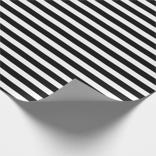 Black White Simple Horizontal Striped Wrapping Paper