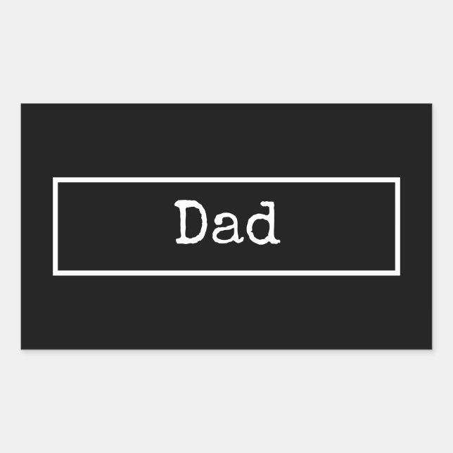 Black & White Simple Minimalist Fathers Day Rectangular Sticker (Front)