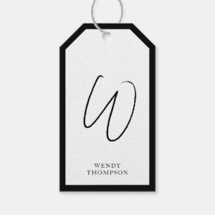 Black & White Simple Minimalist Modern Monogram Gift Tags