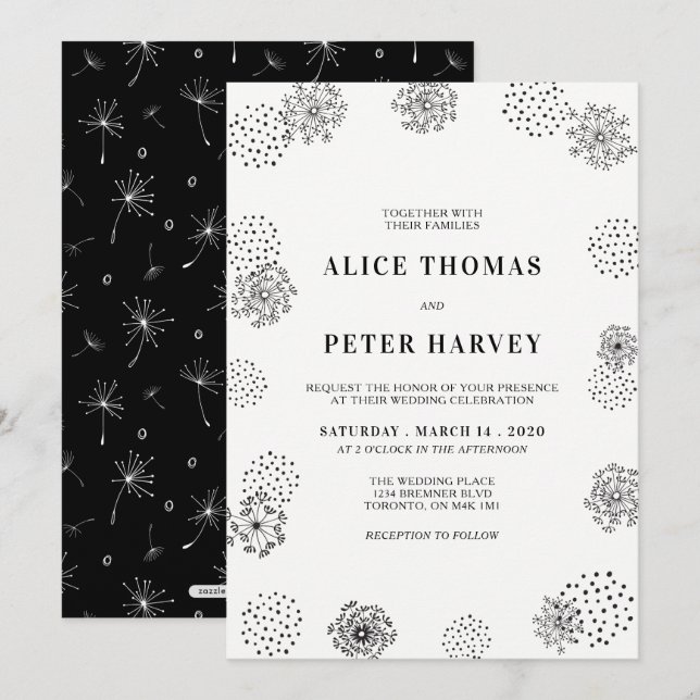 Black & White | Simple Modern Wedding Ceremony Invitation (Front/Back)