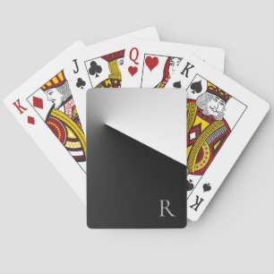 Black White Simple Monogram Playing Cards