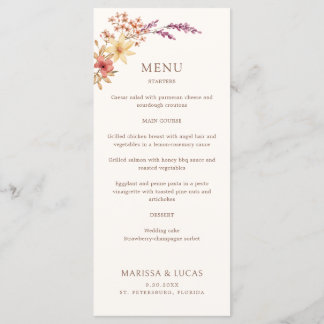 Black White Simple Monogram Wedding Menu