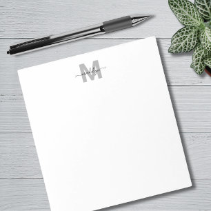 Black White Simple Name Monogram Notepad