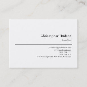 Black White Simple Plain Architect Business Card