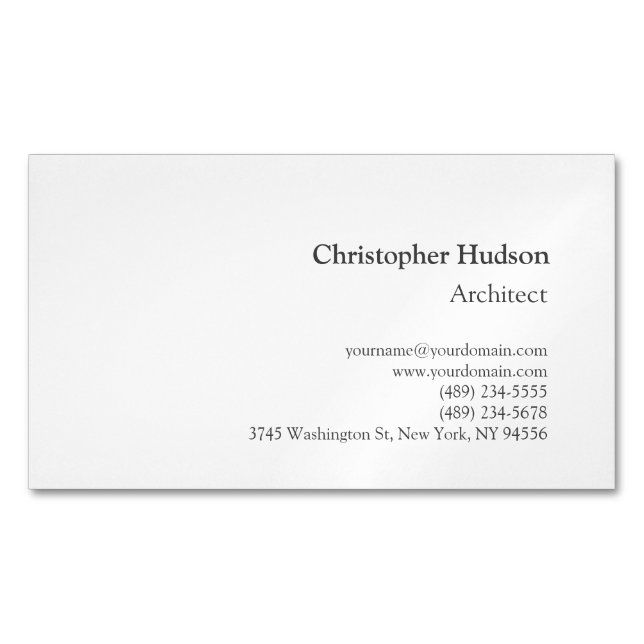 Black White Simple Plain Architect Business Card (Front)