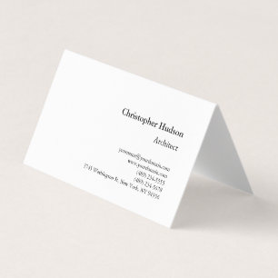 Black White Simple Plain Architect Business Card