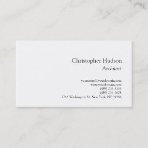 Black White Simple Plain Architect Business Card