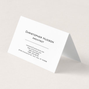 Black White Simple Plain Architect Business Card