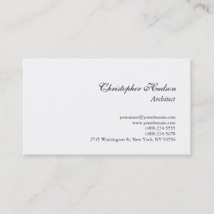 Black White Simple Plain Architect Business Card