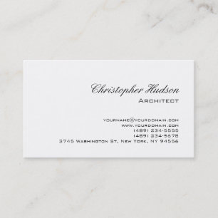 Black White Simple Plain Architect Business Card