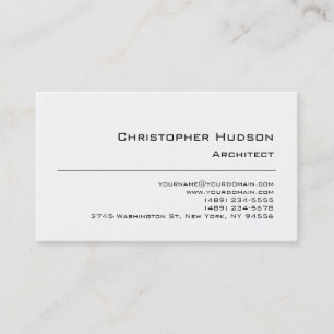 Black White Simple Plain Architect Business Card