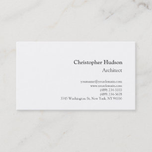 Black White Simple Plain Architect Business Card