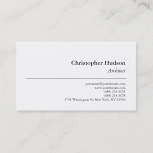 Black White Simple Plain Architect Business Card