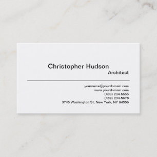 Black White Simple Plain Architect Business Card