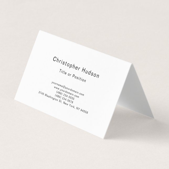 Black & White Simple Plain Minimalist Business Card (Front)