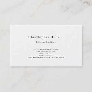 Black & White Simple Plain Minimalist Business Card