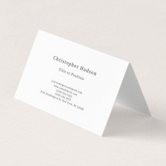 Black & White Simple Plain Minimalist Business Card (Front)