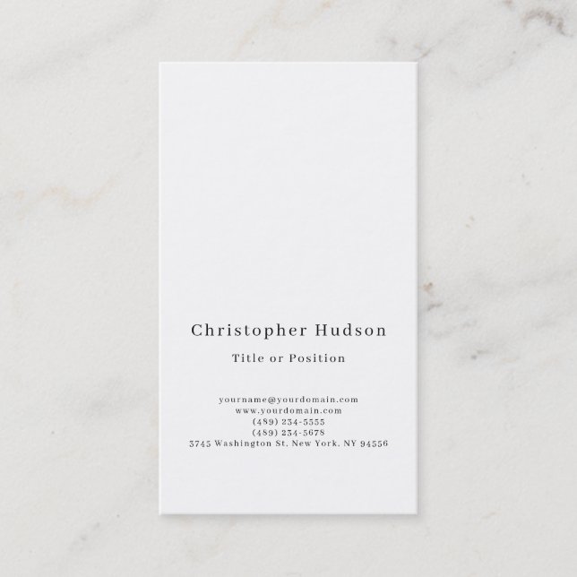 Black & White Simple Plain Minimalist Business Card (Front)
