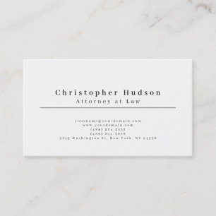 Black White Simple Plain Minimalist Business Card
