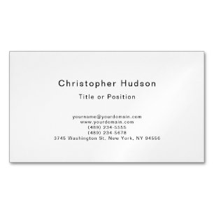 Black & White Simple Plain Minimalist Magnetic Business Card