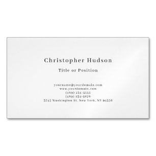 Black & White Simple Plain Minimalist Magnetic Business Card