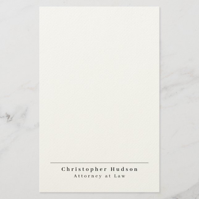 Black White Simple Plain Minimalist Stationery (Front)