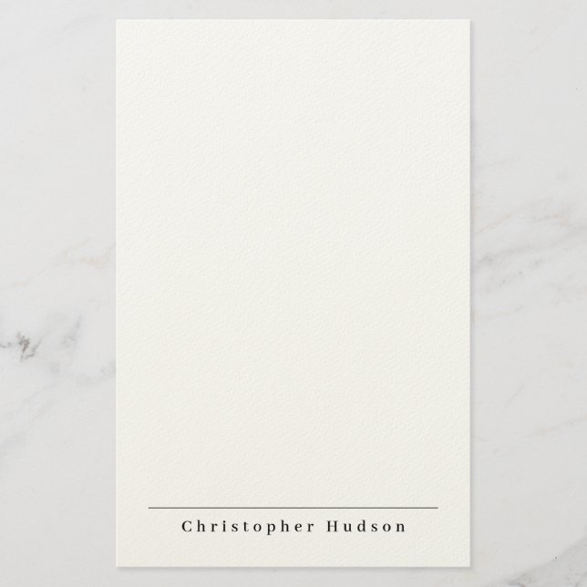 Black White Simple Plain Minimalist Stationery (Front)