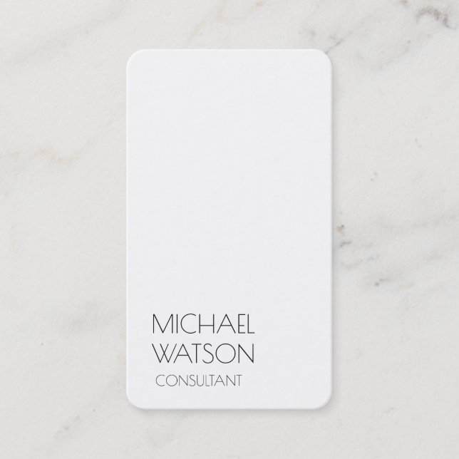 Black White Simple Plain Trendy Consultant Business Card (Front)