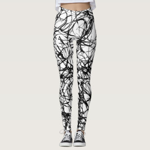Black White Simple Rough Abstract Leggings