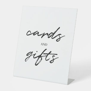 Black White Simple Script Wedding Cards & Gifts Pedestal Sign