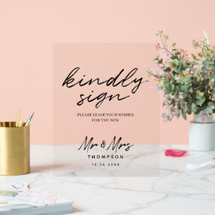 Black White Simple Script Wedding Guest Book Sign