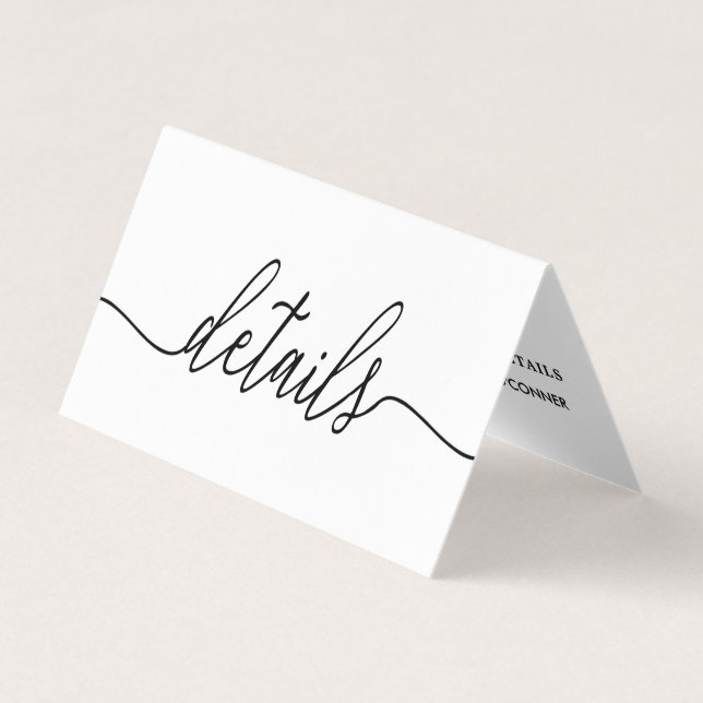 Black & White Simple Script With Photo Detail Card (Front)