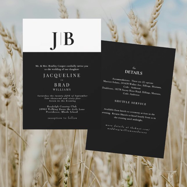 Black & White Simplicity Wedding  Invitation (Creator Uploaded)
