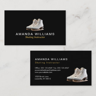 Black White Skating / Ice Skating Instructor Business Card