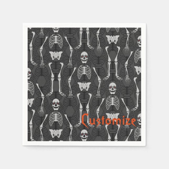 Black & White Skeletons Halloween Napkins (Front)
